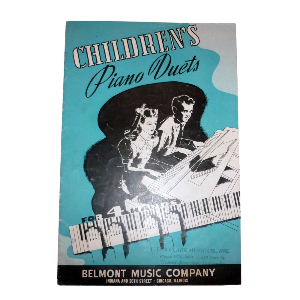 Vintage 1940 Children's Piano Duets Sheet Music Book Belmont Music Co 4 Hands